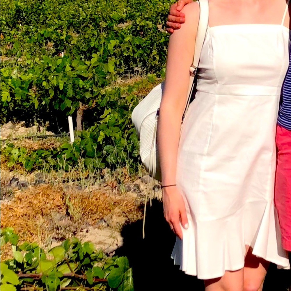 French connection white mini ruffle dress